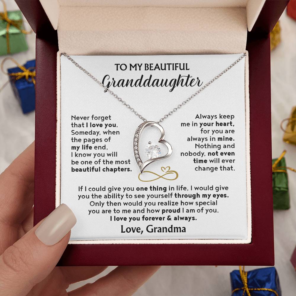 (Almost Sold Out) To My Beautiful Granddaughter - Forever Love Necklace with Personal Message Card