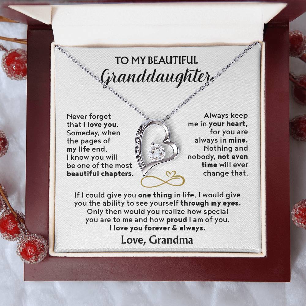 (Almost Sold Out) To My Beautiful Granddaughter - Forever Love Necklace with Personal Message Card