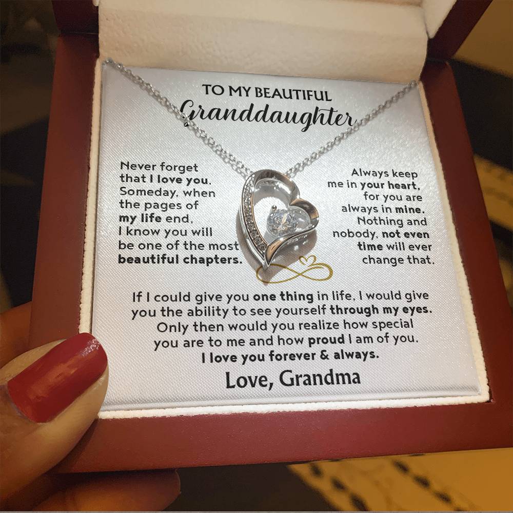 (Almost Sold Out) To My Beautiful Granddaughter - Forever Love Necklace with Personal Message Card