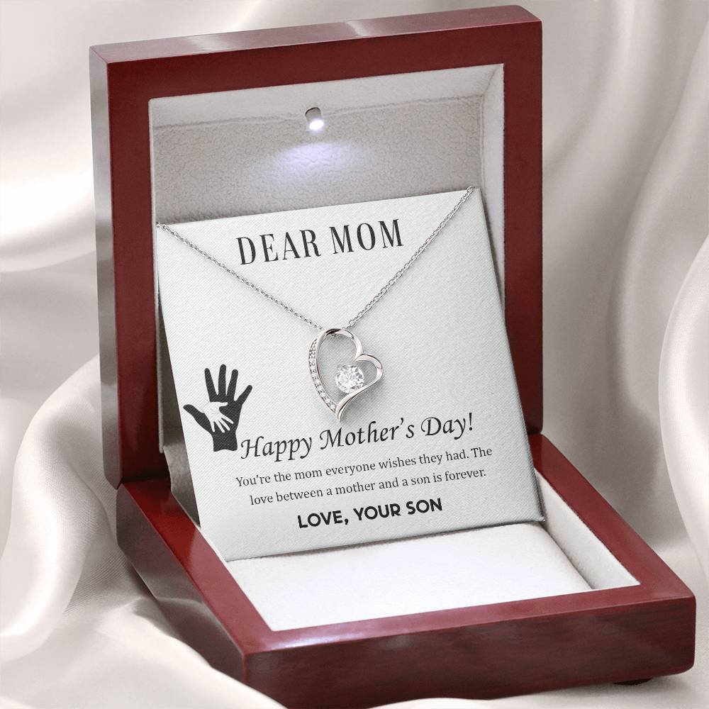 Beautiful Mother's Day gift for Mom from Son "DEAR MOM You're the mom everyone wishes they had" Forever Love Necklace