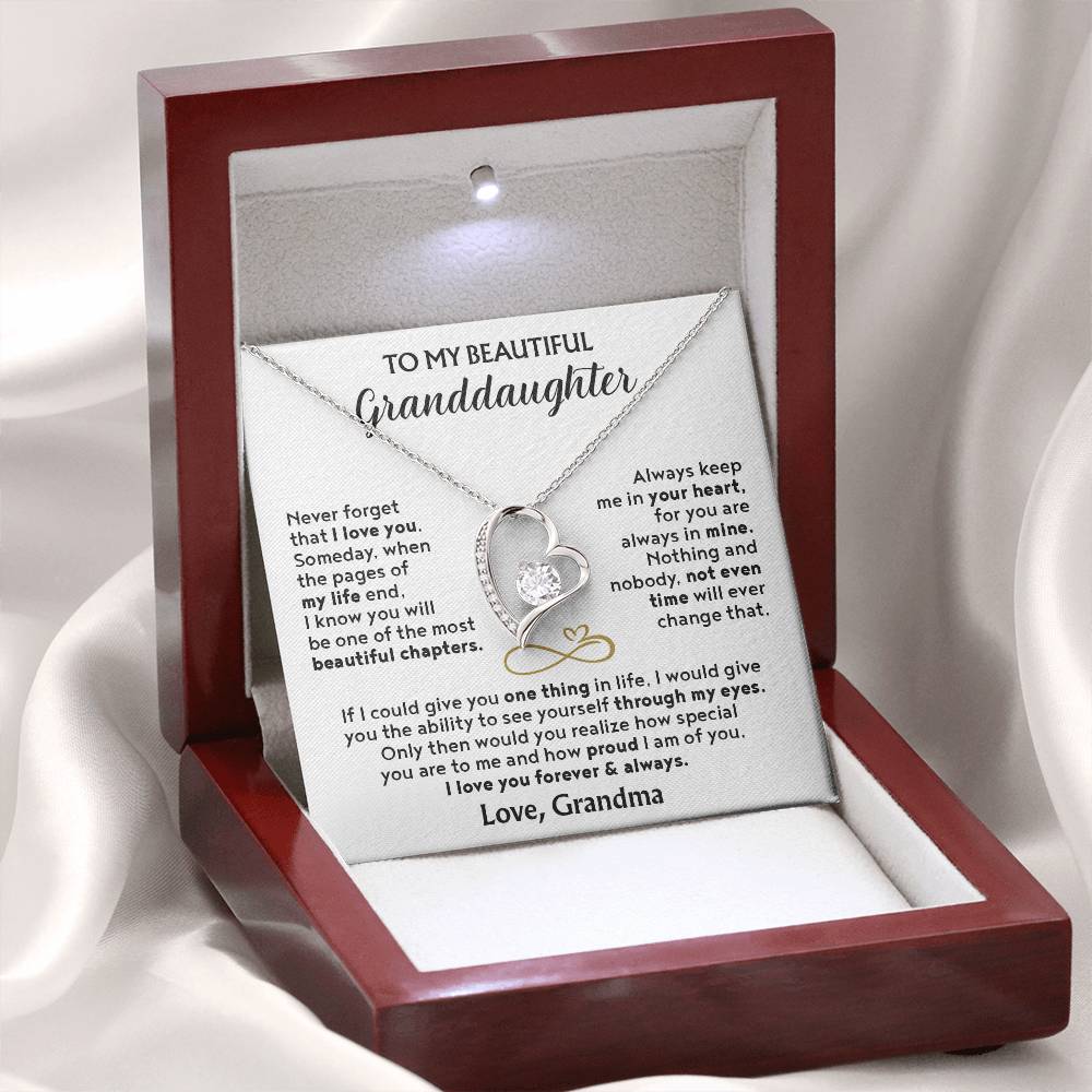 (Almost Sold Out) To My Beautiful Granddaughter - Forever Love Necklace with Personal Message Card