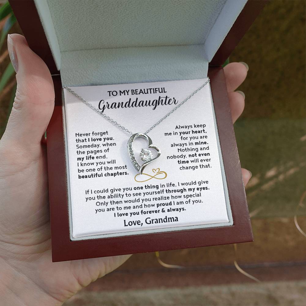 (Almost Sold Out) To My Beautiful Granddaughter - Forever Love Necklace with Personal Message Card