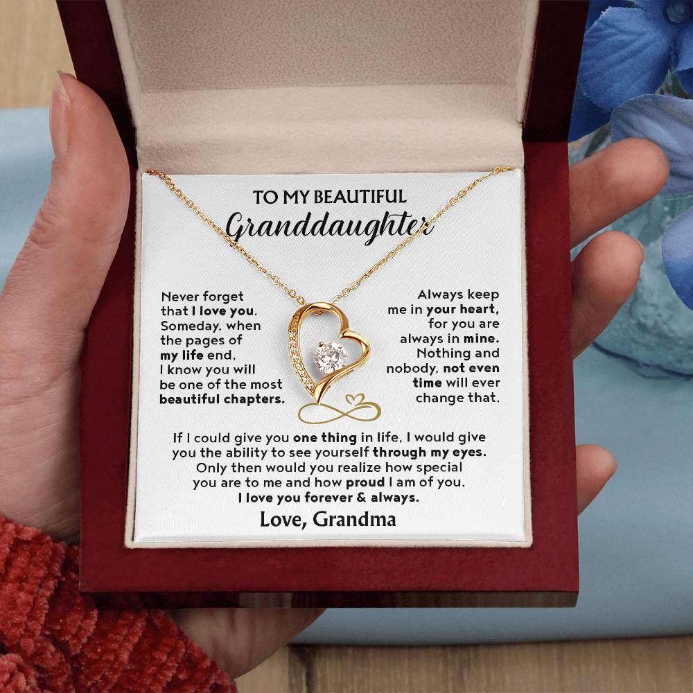 (Almost Sold Out) To My Beautiful Granddaughter - Forever Love Necklace with Personal Message Card