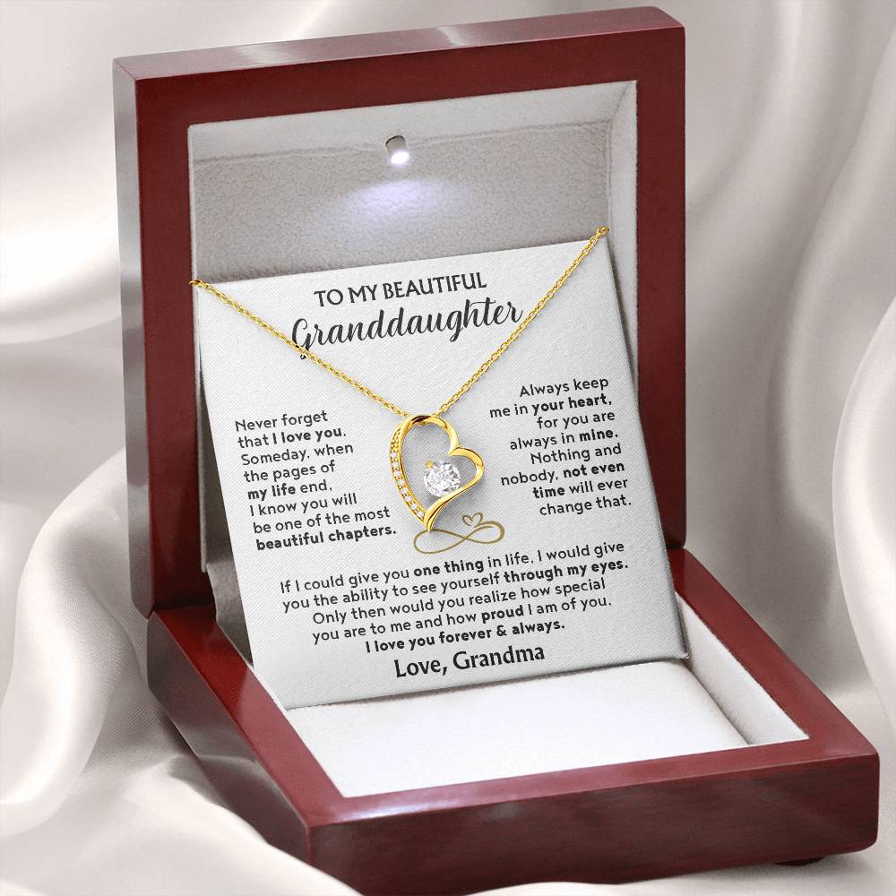 (Almost Sold Out) To My Beautiful Granddaughter - Forever Love Necklace with Personal Message Card