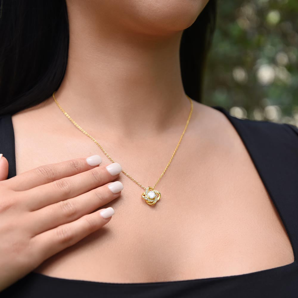Beautiful Gift for Daughter From Dad "Never Forget That I Love You" Love Knot Necklace