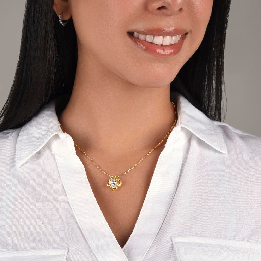 Gift for Wife "I Can't Live Without You" Love Knot Necklace