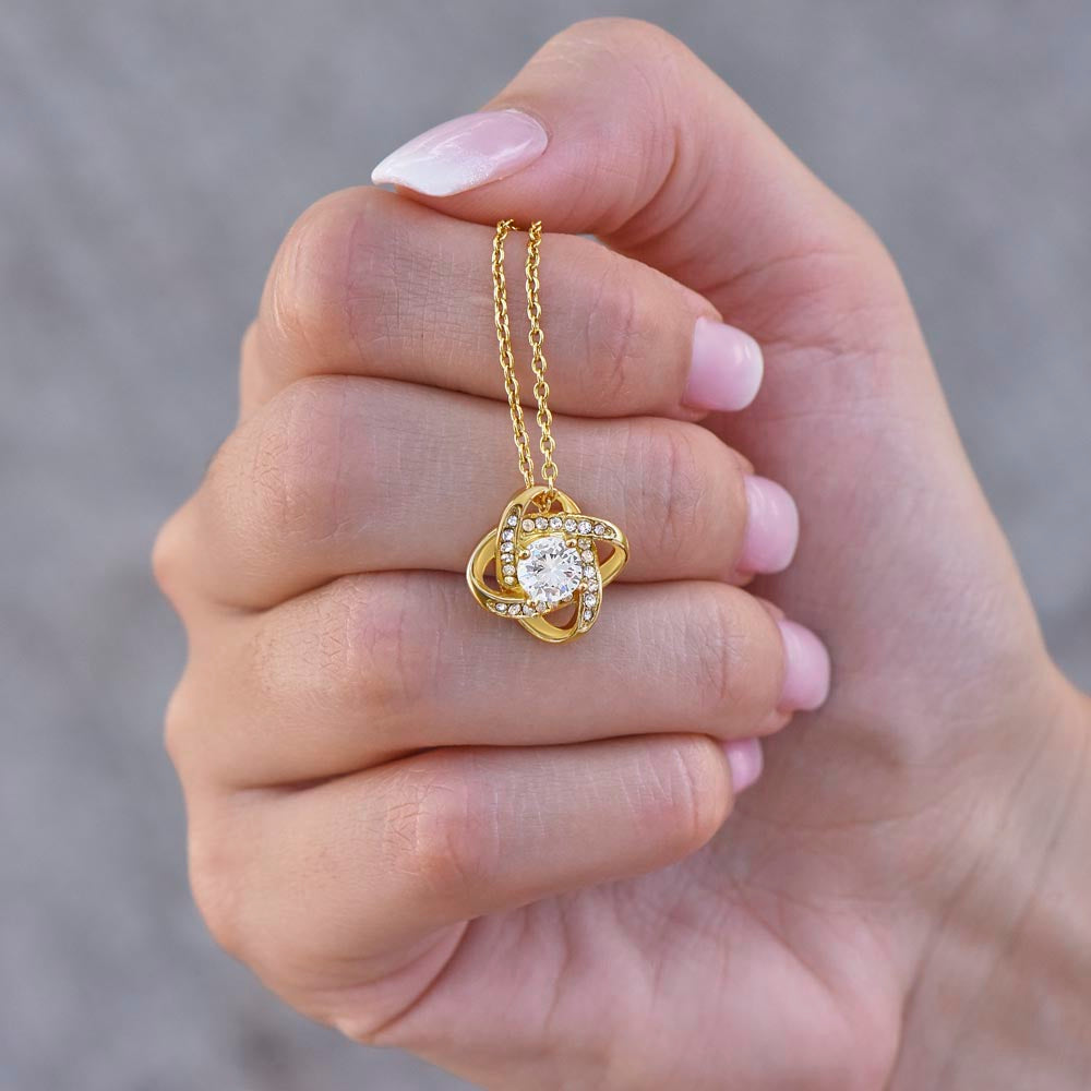 Beautiful Gift for Daughter From Dad "Never Forget That I Love You" Love Knot Necklace