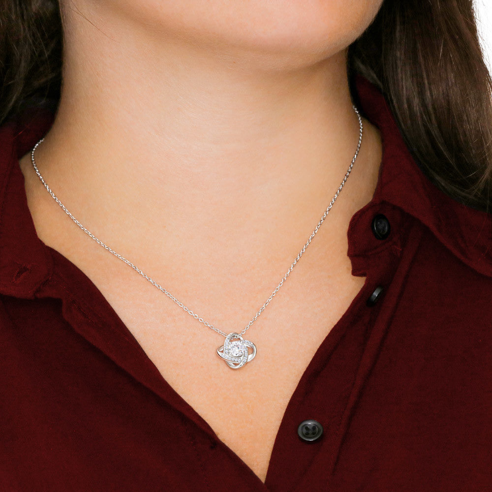 Gift for Wife "I Can't Live Without You" Love Knot Necklace