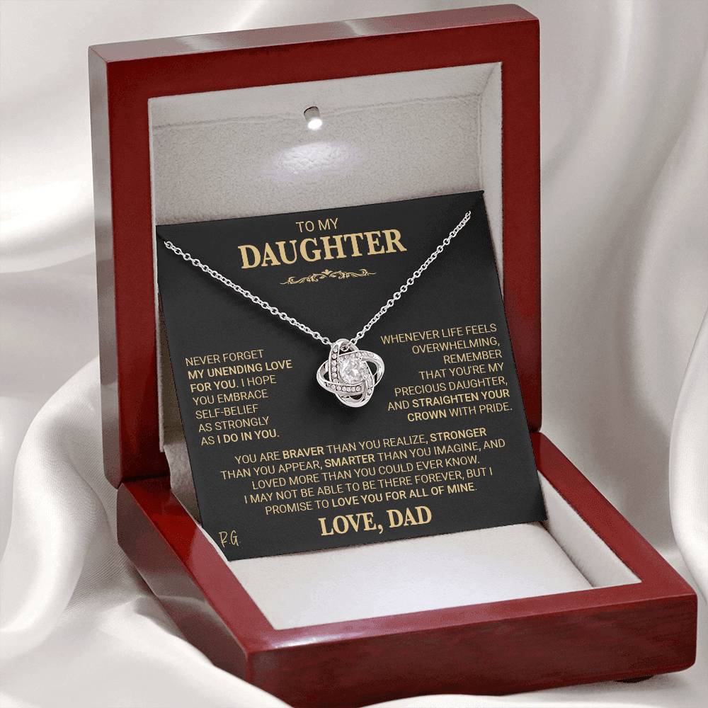 Beautiful Gift for Daughter From Dad "NEVER FORGET MY UNENDING LOVE" Necklace