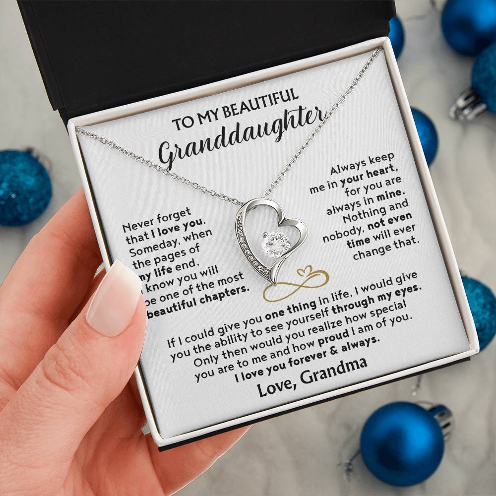 (Almost Sold Out) To My Beautiful Granddaughter - Forever Love Necklace with Personal Message Card