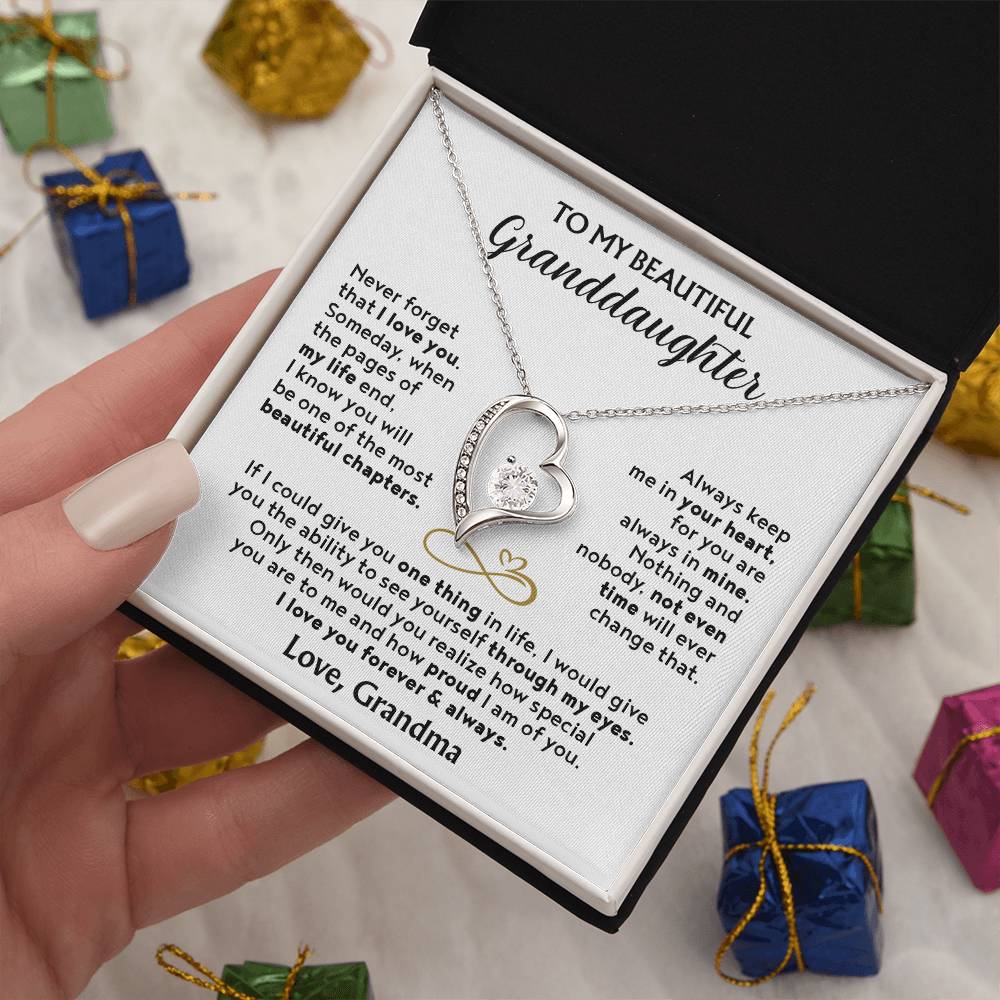 (Almost Sold Out) To My Beautiful Granddaughter - Forever Love Necklace with Personal Message Card
