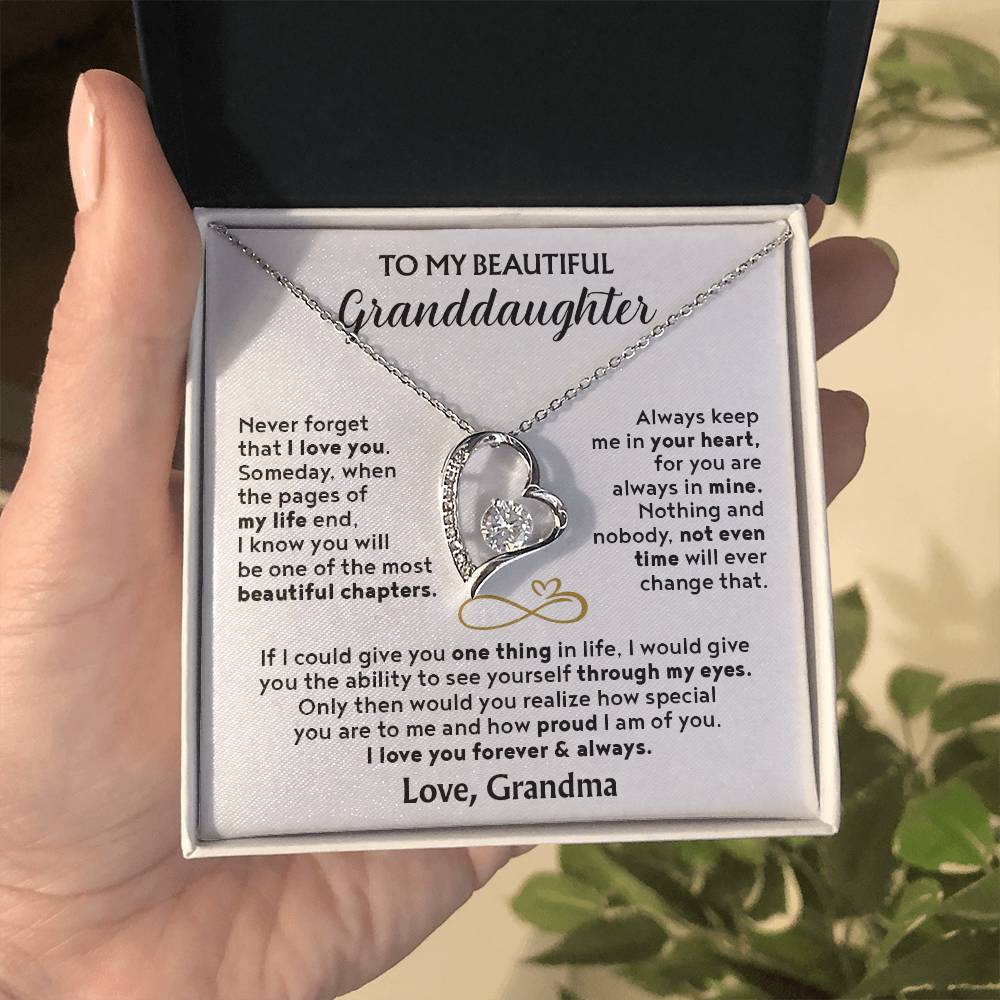 (Almost Sold Out) To My Beautiful Granddaughter - Forever Love Necklace with Personal Message Card