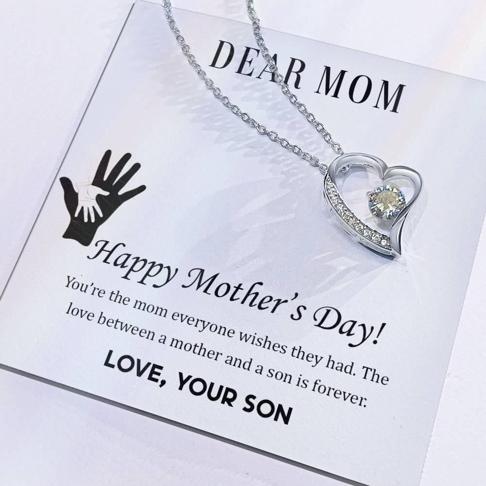 Beautiful Mother's Day gift for Mom from Son "DEAR MOM You're the mom everyone wishes they had" Forever Love Necklace