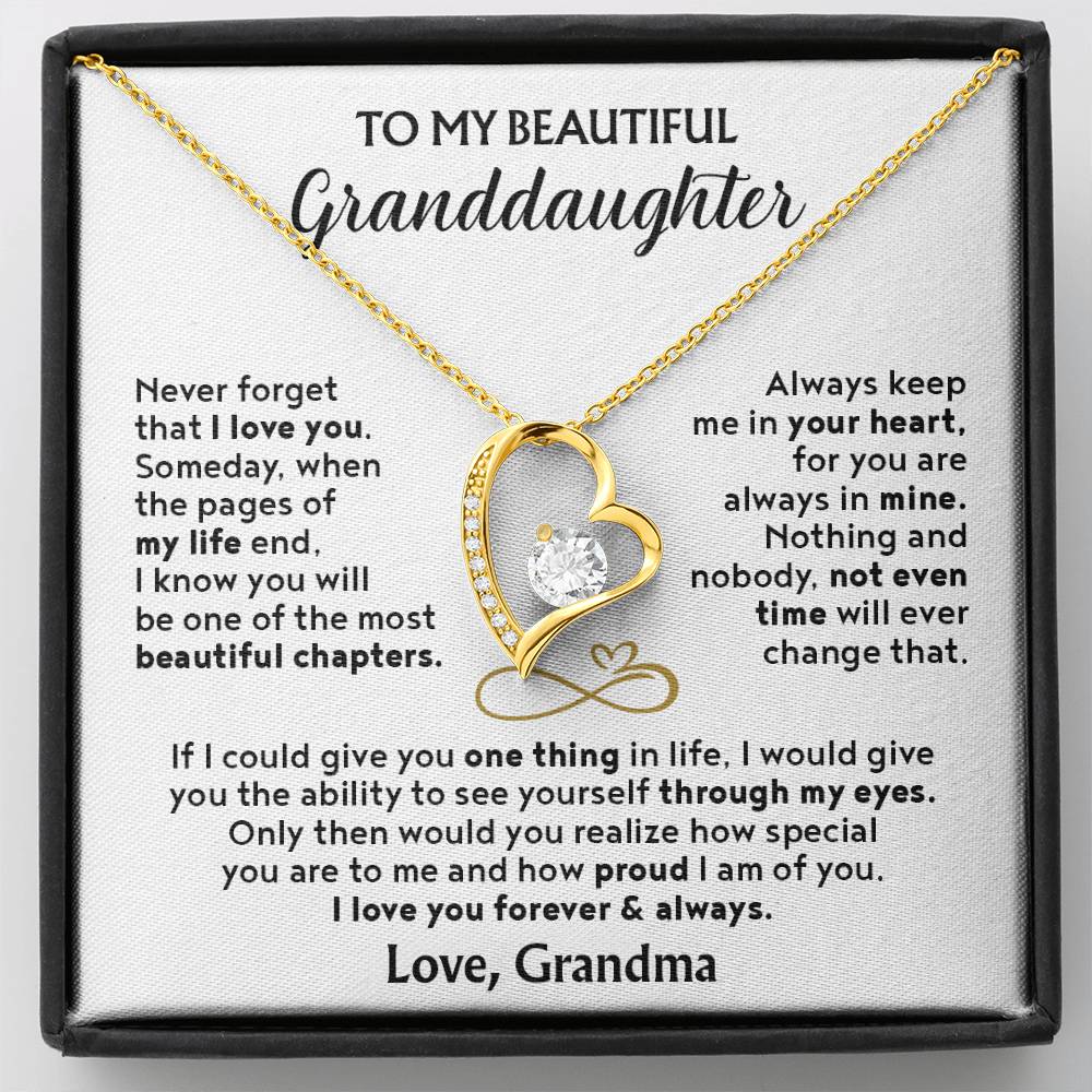 (Almost Sold Out) To My Beautiful Granddaughter - Forever Love Necklace with Personal Message Card