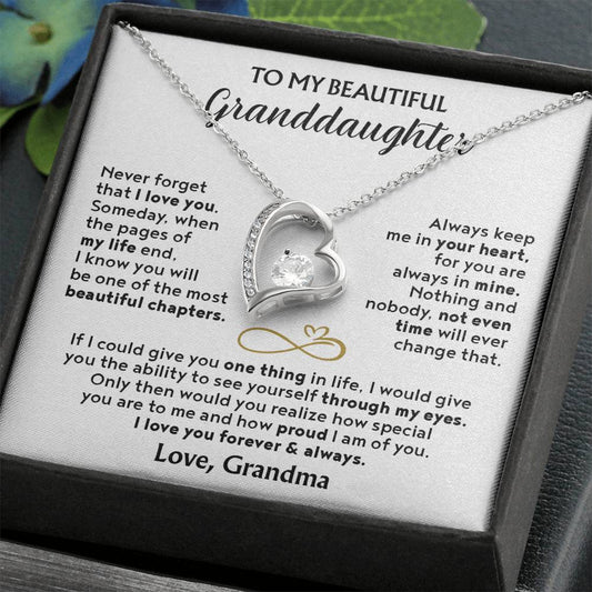 (Almost Sold Out) To My Beautiful Granddaughter - Forever Love Necklace with Personal Message Card